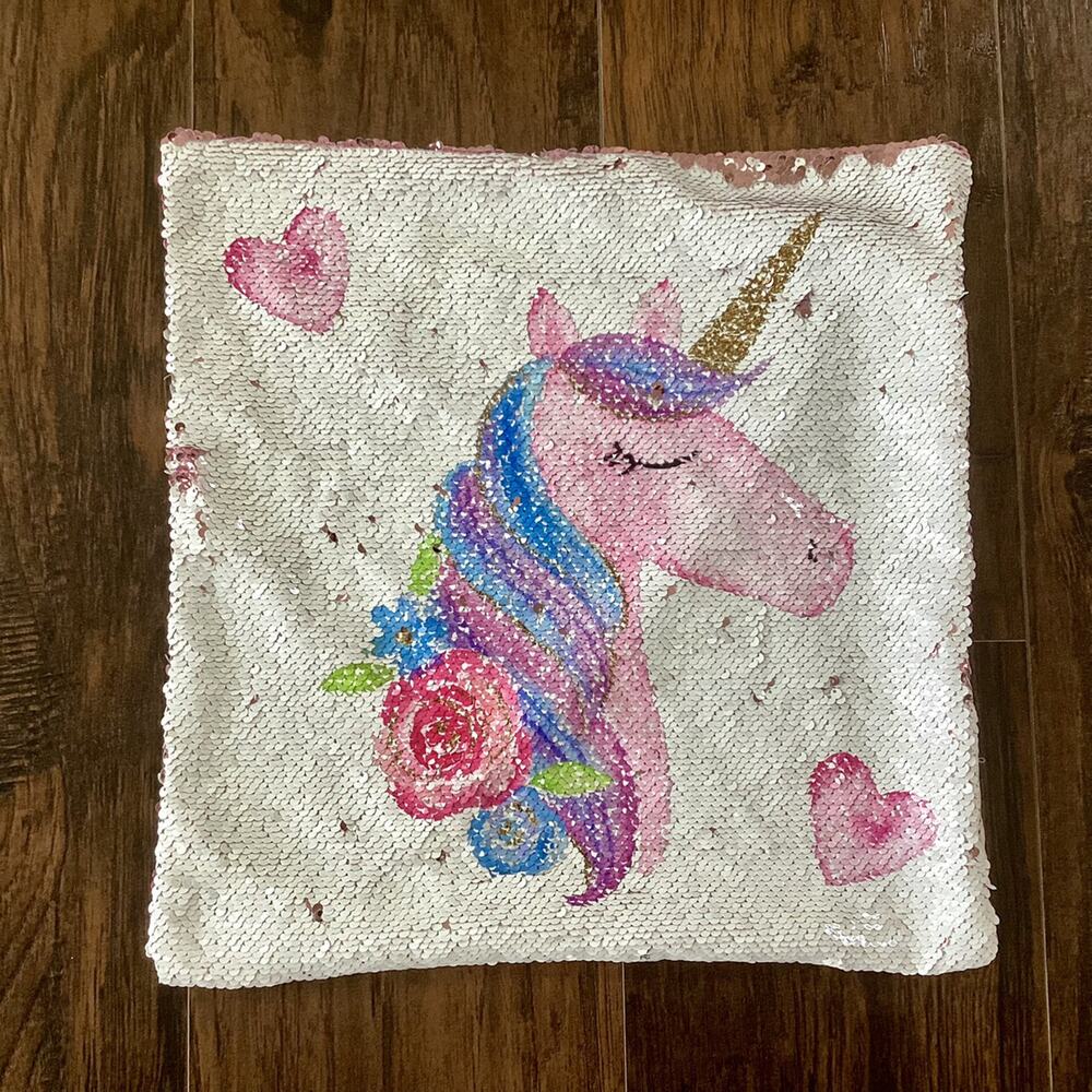 Reversible Sequins Unicorn Pillow Case
